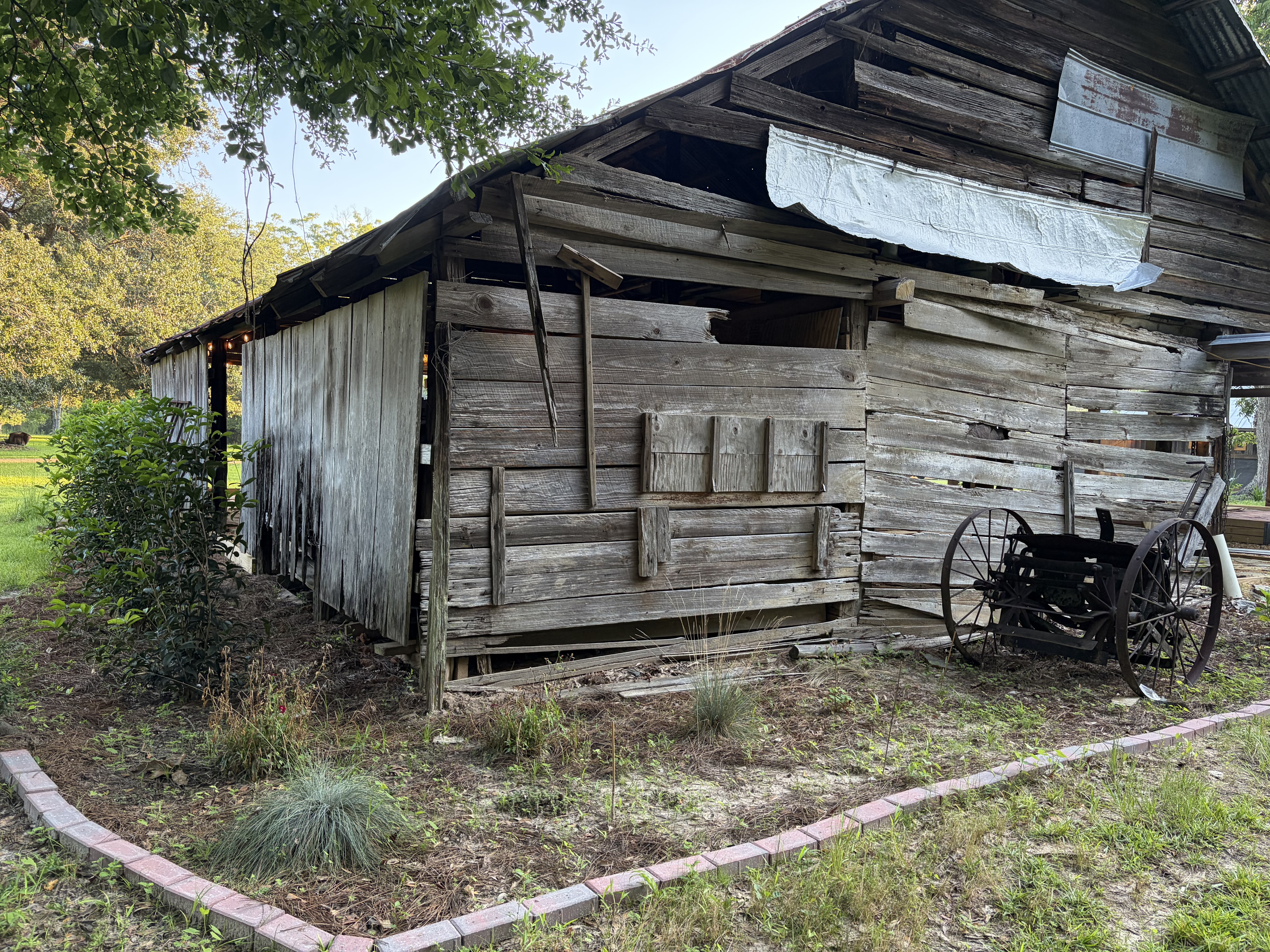 Historic barn exterior with rustic side detail